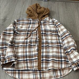American Eagle Outfitters Brown and White Plaid Sweater